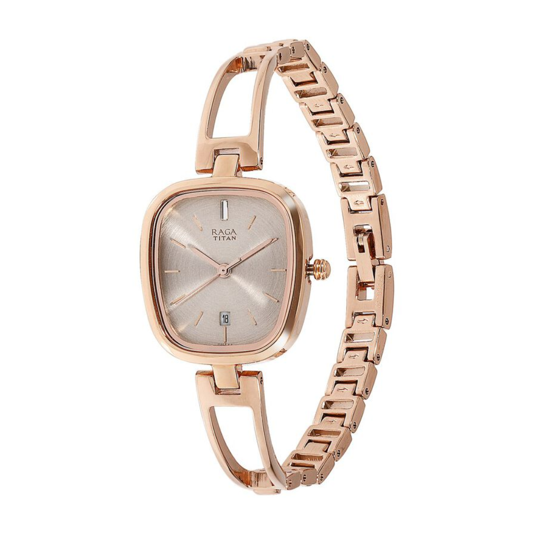 Titan Raga Viva Grey Dial Analog Gold watch for Women - 2604WM01 - KRISHNA WATCH COMPANY