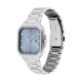Titan Classique Slim Square Quartz Analog with Date Blue Dial Stainless Steel Strap Watch for Men 90176SM01