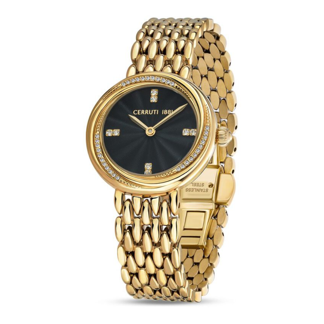 Cerruti 1881 Quartz Analog Black Dial Stainless Steel Strap Watch for Women CECIWLG2207003W - KRISHNA WATCH COMPANY