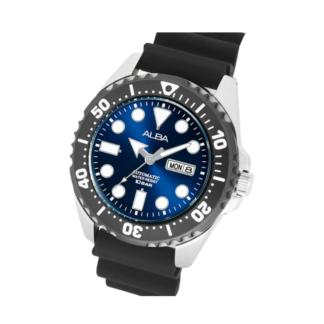 Alba Deep Blue With Silicone Strap Mechanical AL4493X1 - KRISHNA WATCH COMPANY