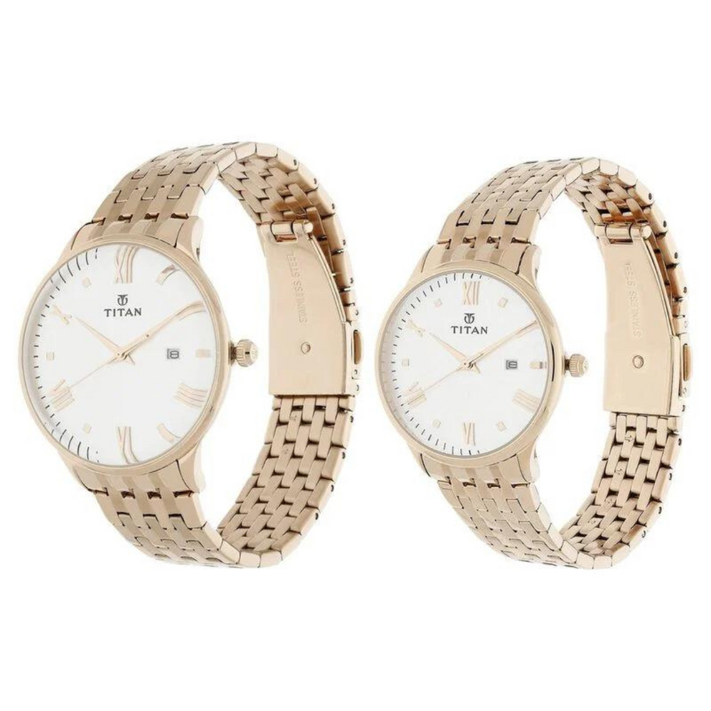 Titan Bandhan Rose Gold Dial Stainless Steel Strap Watches NP9400194201WM01 - KRISHNA WATCH COMPANY