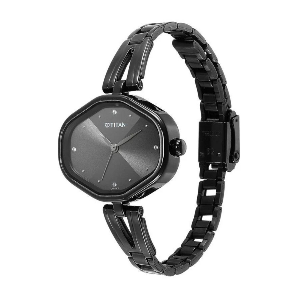 Titan Karishma Black Dial Metal Strap Watch for Women 2680NM01 - KRISHNA WATCH COMPANY