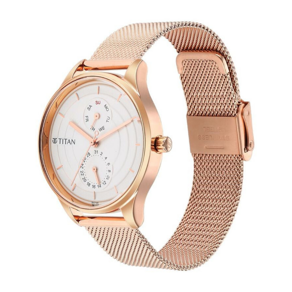 Titan Neo Workdays Silver Dial Quartz Multifunction Stainless Steel Strap watch for Women 2670WM07 - KRISHNA WATCH COMPANY