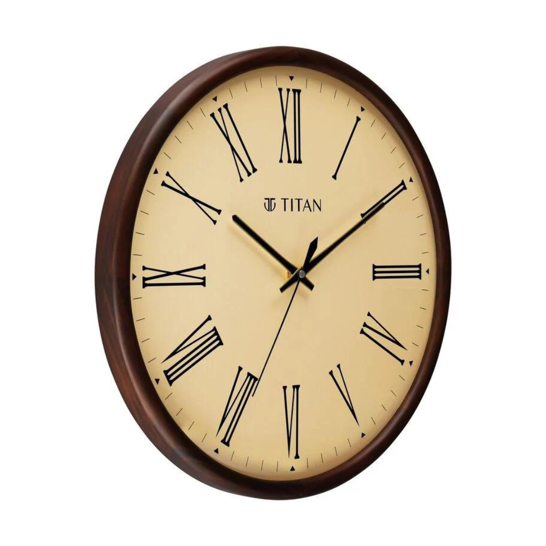 Classic Brown Colour Wooden Wall Clock with Roman Numerals and Silent Sweep - 40 cm x 40 cm (Large) W0065WA01 - KRISHNA WATCH COMPANY