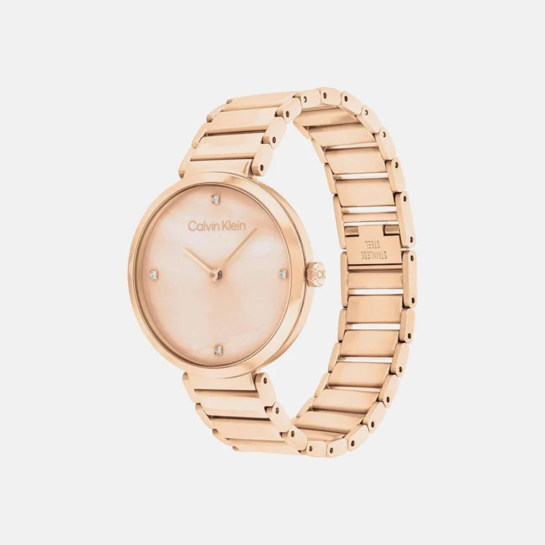 Calvin Klein Minimalistic T-Bar Female Rose Gold Analog Stainless Steel Watch 25200429 - KRISHNA WATCH COMPANY