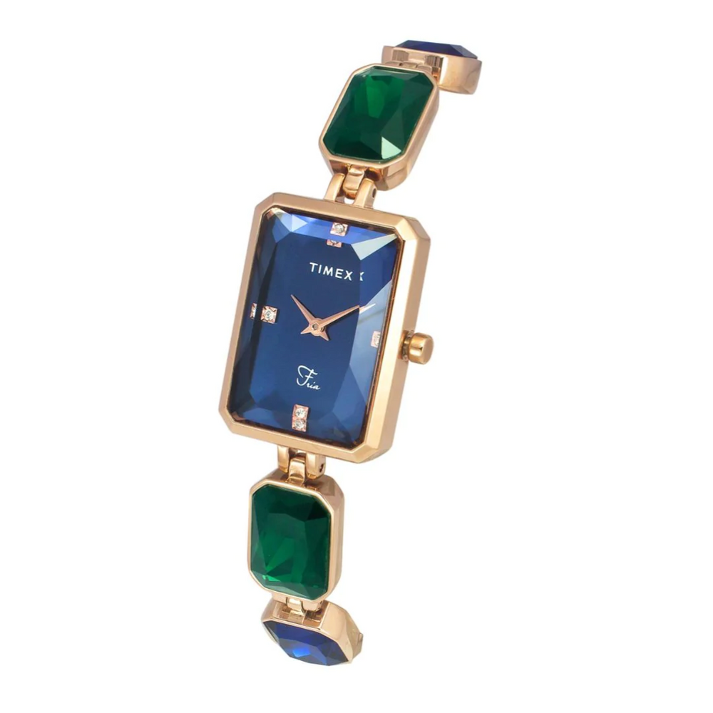 Timex Fria Women's Blue Dial Rectangular Case 2 Hands Function Watch TWEL16902 - KRISHNA WATCH COMPANY