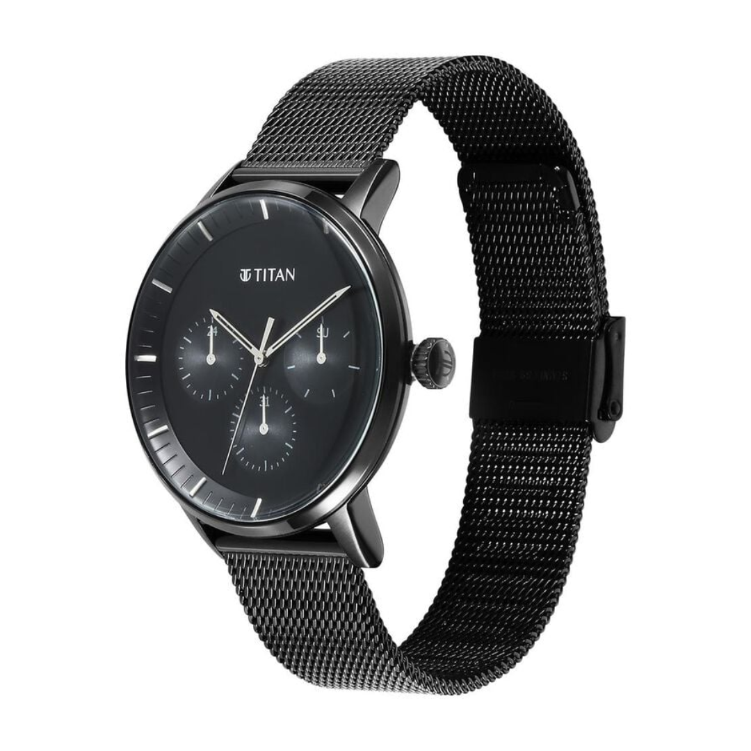 Titan Modern Classics Black Dial Quartz Multifunction watch for Men - 94006NM01 - KRISHNA WATCH COMPANY