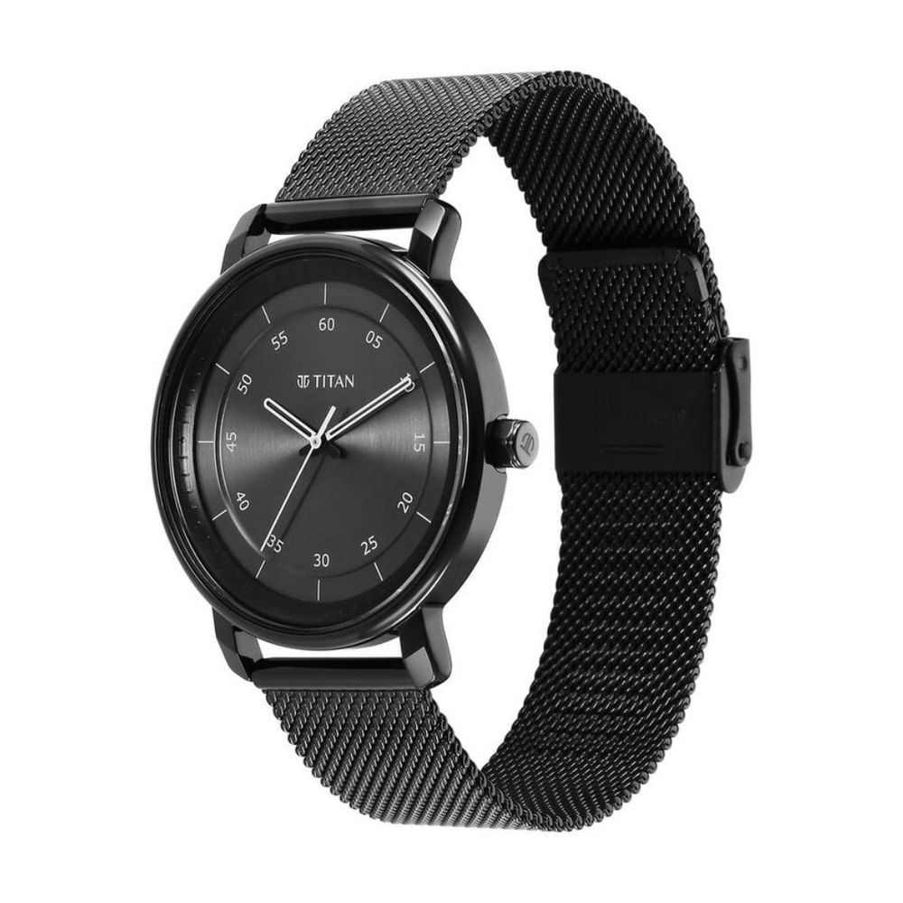 Titan Workwear Quartz Analog Anthracite Dial Leather Strap Watch for Men - 1884NM01 - KRISHNA WATCH COMPANY