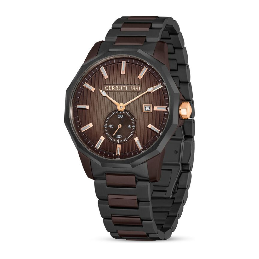 Cerruti 1881 Brown Dial Stainless Steel Strap Watch for Men CECIWGH2111804W - KRISHNA WATCH COMPANY