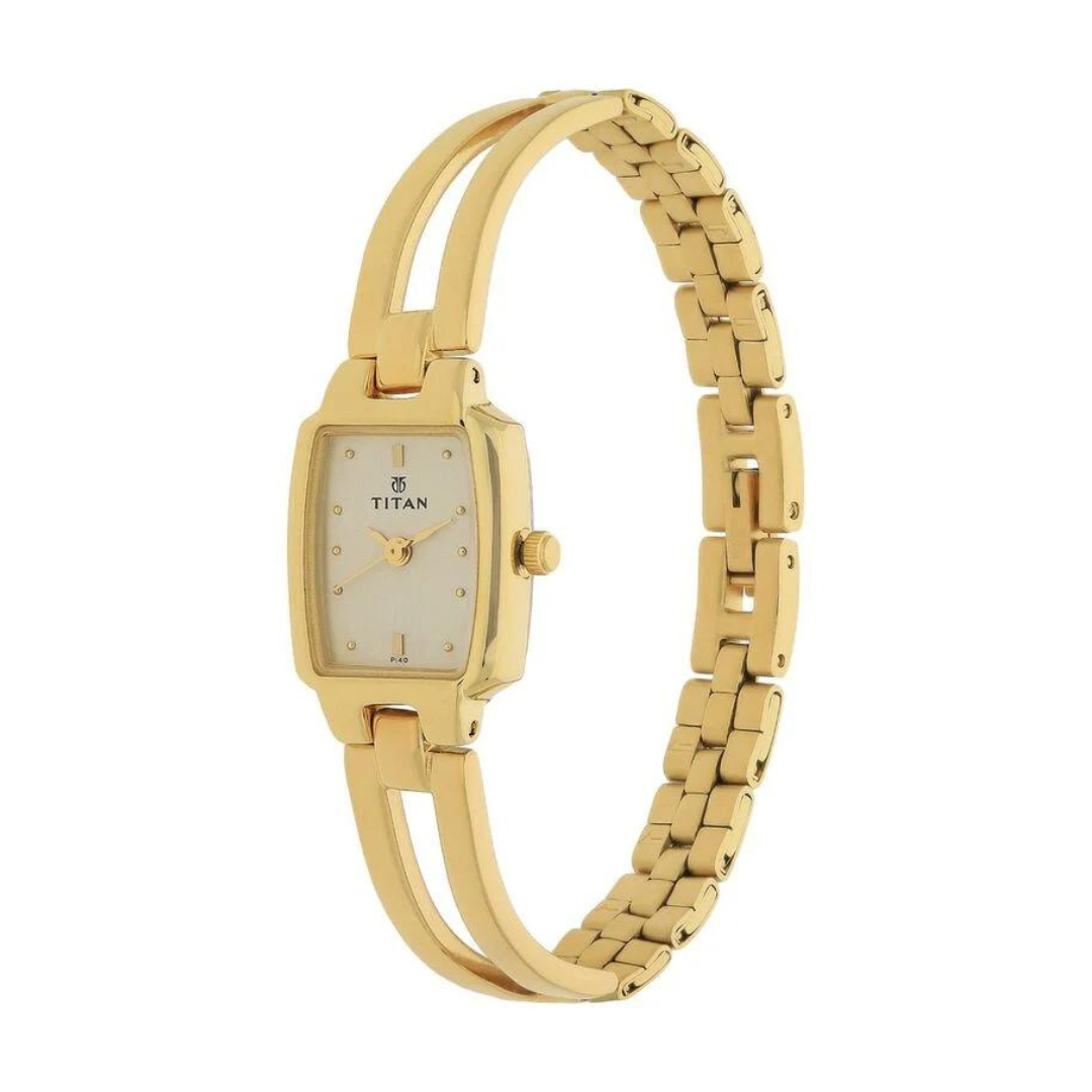 Titan Quartz Analog Champagne Dial Watch for Women - 2131YM04 - KRISHNA WATCH COMPANY