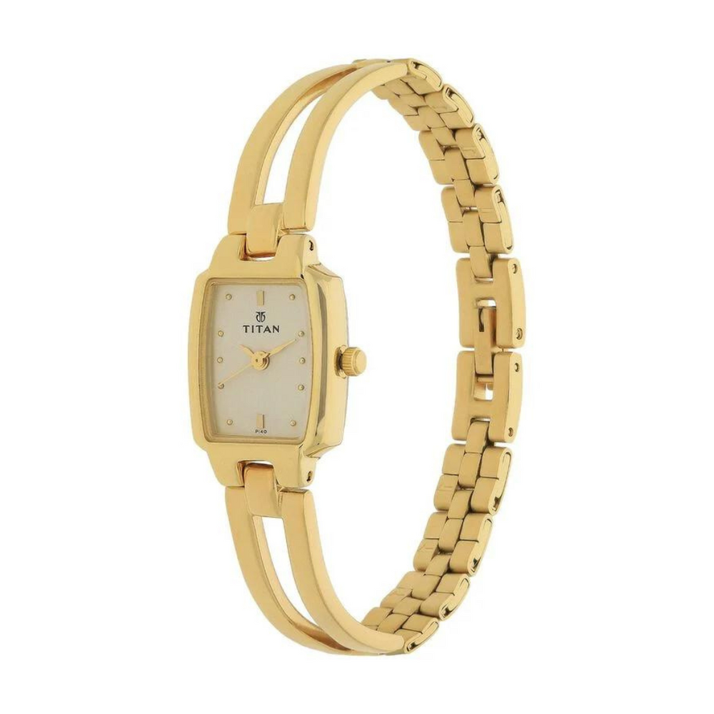 Titan Quartz Analog Champagne Dial Watch for Women - 2131YM04 - KRISHNA WATCH COMPANY