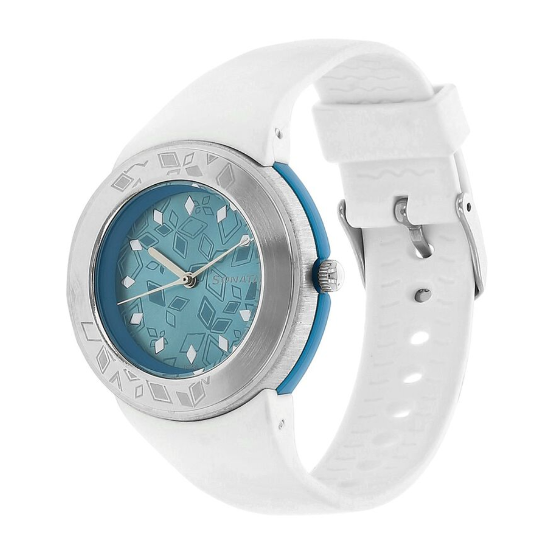 Quartz Analog Blue Dial Plastic Strap Watch for Women 8991PP02 - KRISHNA WATCH COMPANY