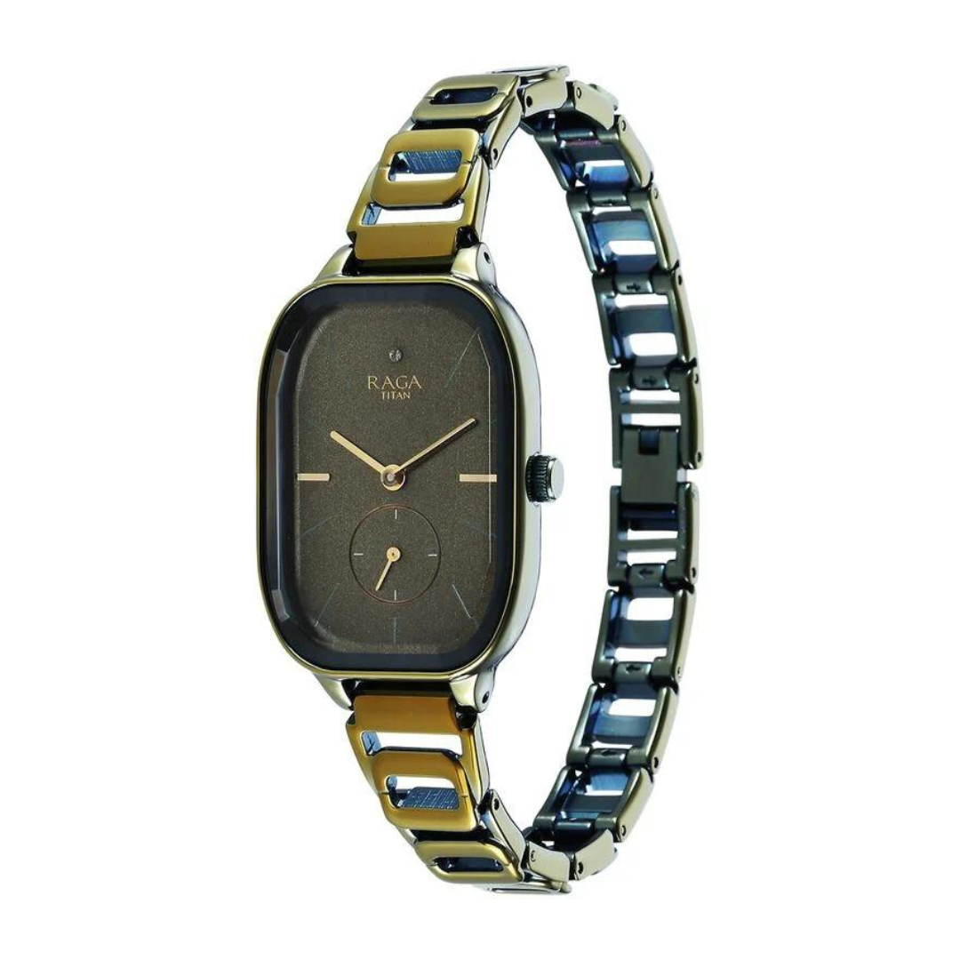 Titan Raga Chic Quartz Analog Green Dial Green Metal Strap Watch for Women 2687QM01 - KRISHNA WATCH COMPANY