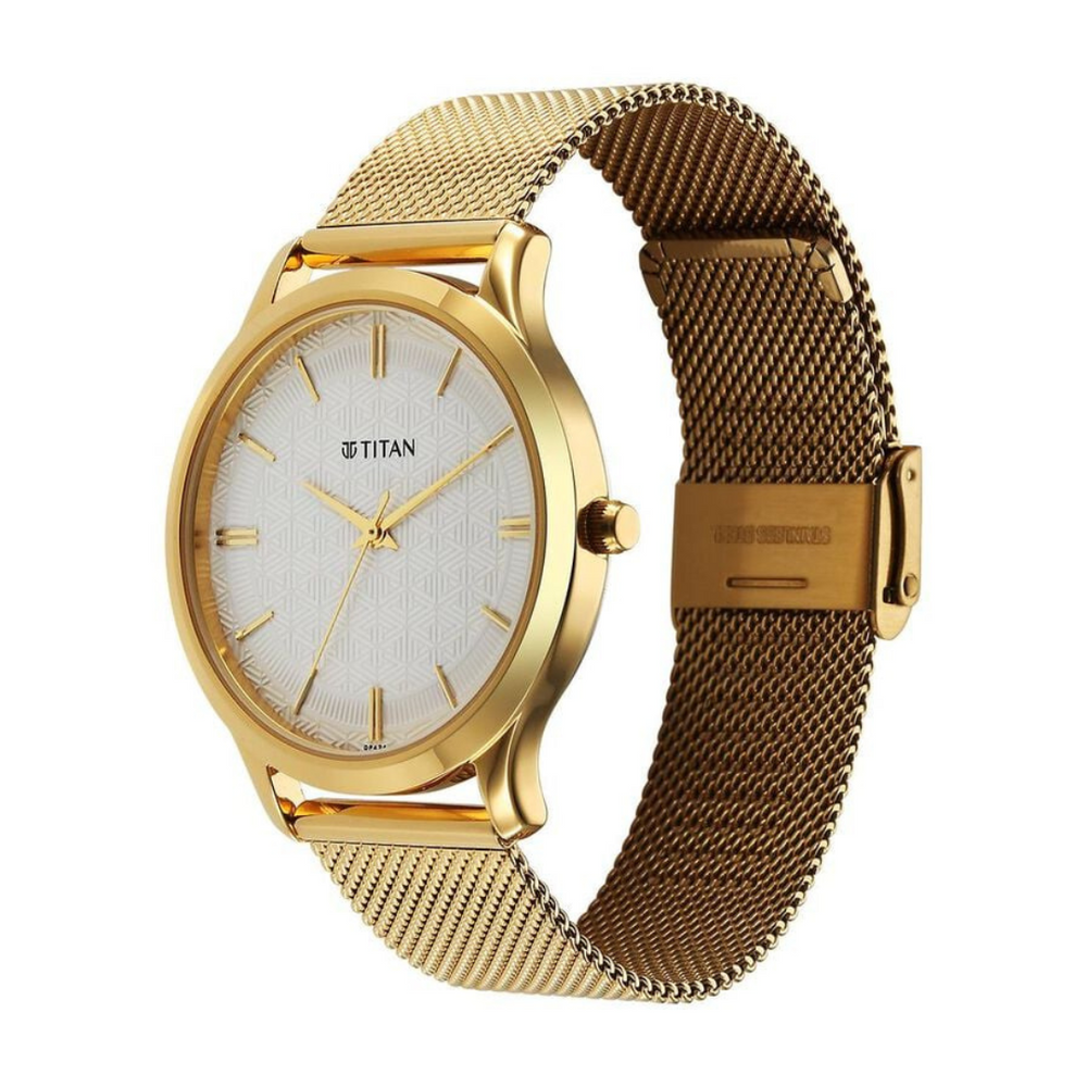 Titan Karishma Quartz Analog White Dial Stainless Steel Strap Watch for Men NT1825YM11 - KRISHNA WATCH COMPANY