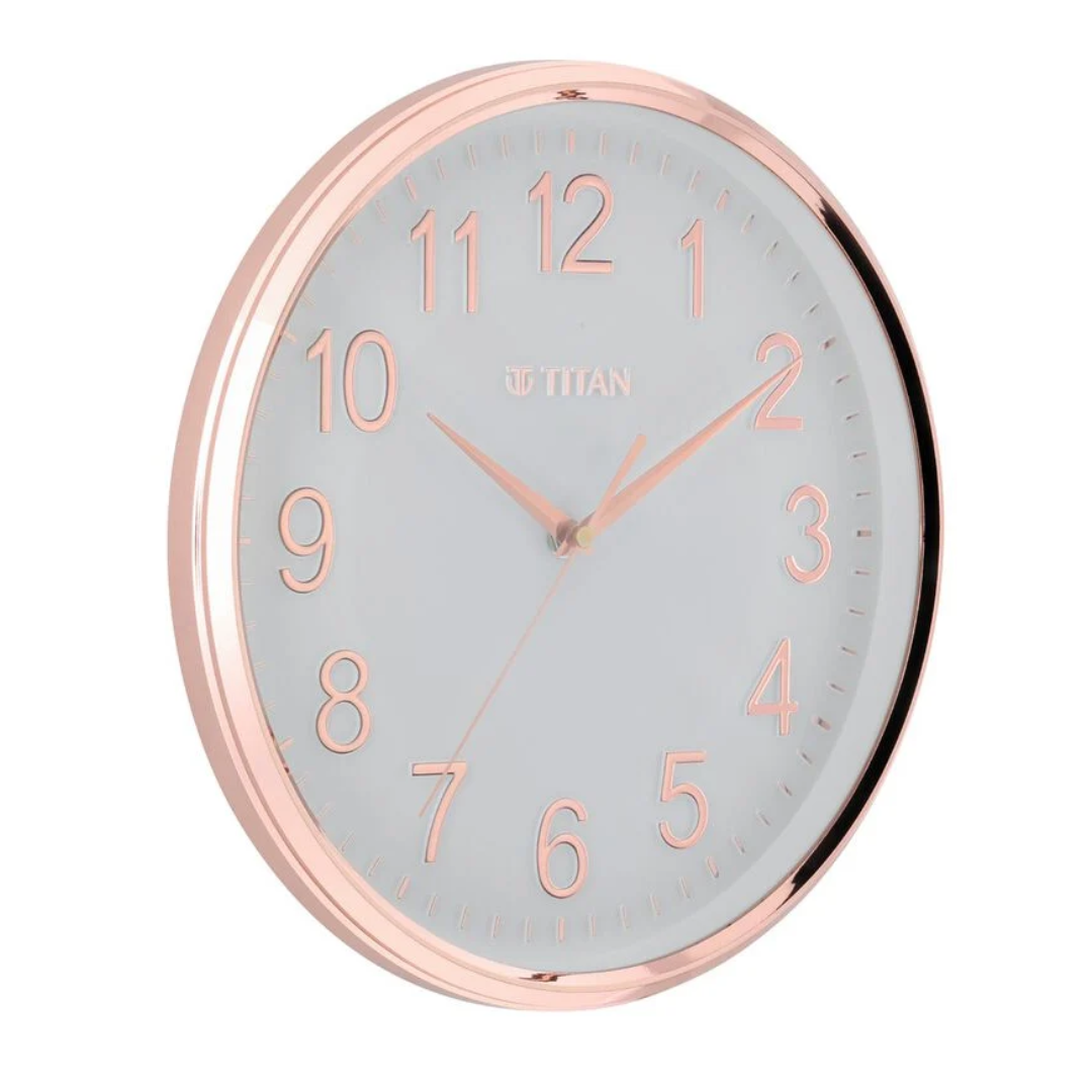 Titan Classic White Metallic Finish Wall Clock with Silent Sweep Technology - W0001PA02A - KRISHNA WATCH COMPANY