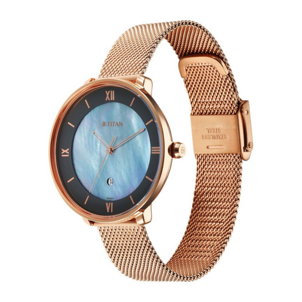 Titan Workwear Mother Of Pearl Dial Analog with Date Stainless Steel Strap watch for Women 2651WM10 - KRISHNA WATCH COMPANY