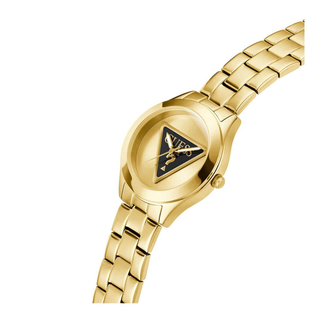 Gold Tri Plaque Black Link Watch GW0675L2 - KRISHNA WATCH COMPANY