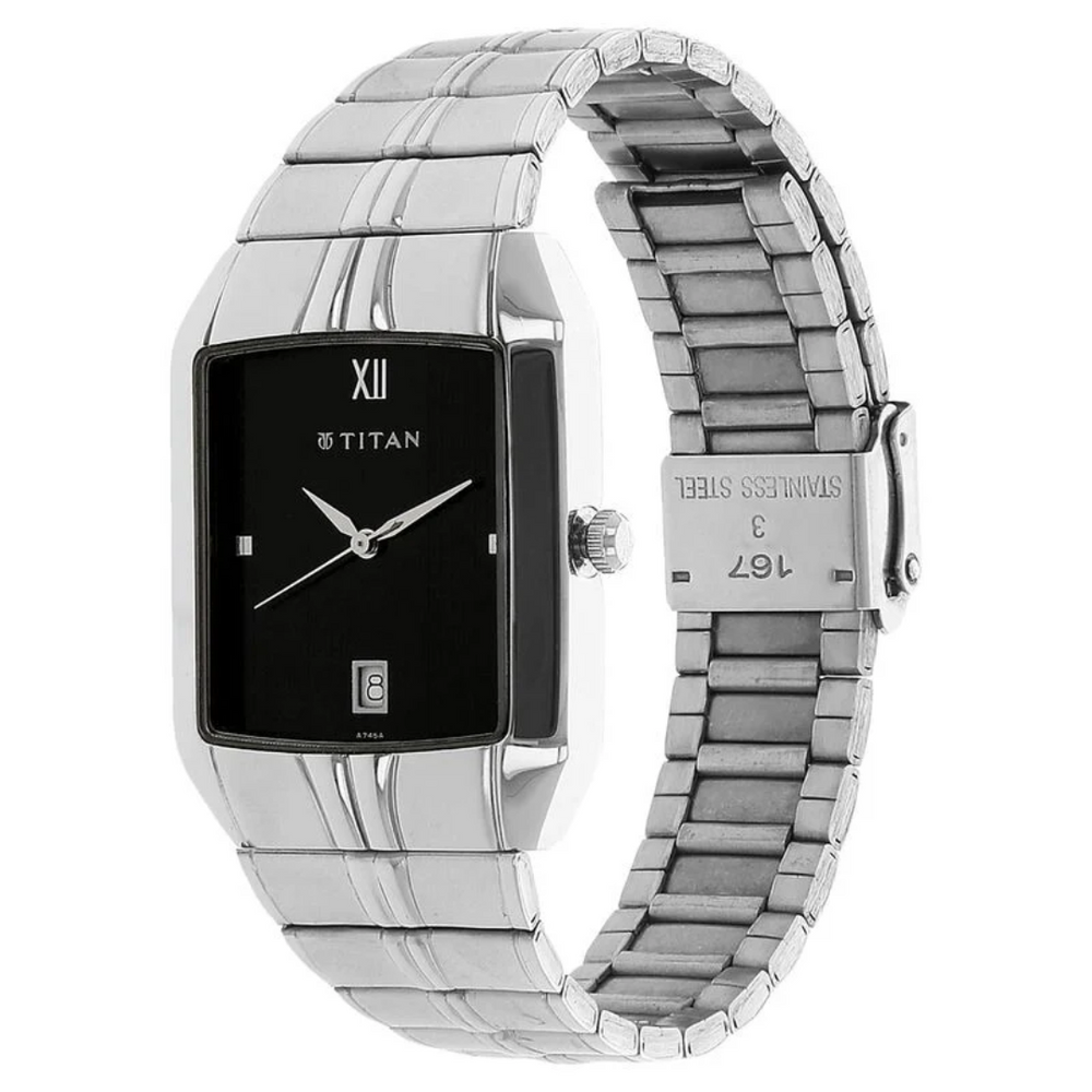 Titan Quartz Analog with Date Black Dial Metal Strap Watch for Men 9264SM02 - KRISHNA WATCH COMPANY