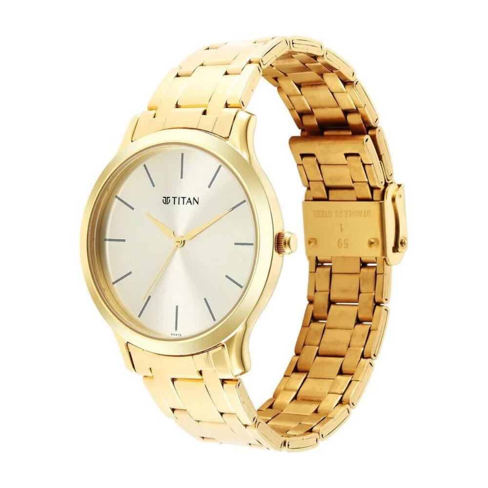 Titan Karishma Radiance Champagne Dial Analog Watch for Men - 1825YM08 - KRISHNA WATCH COMPANY