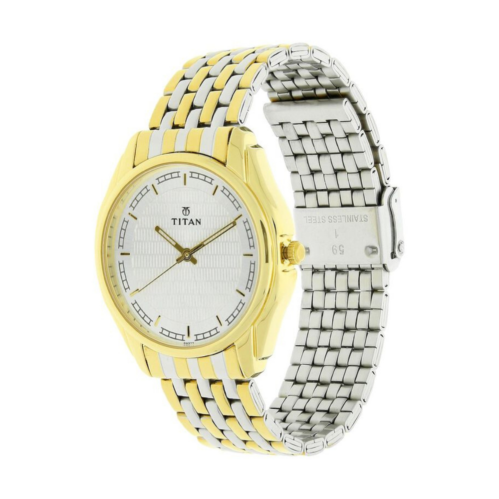 Titan Karishma Silver Dial Analog Stainless Steel Strap watch for Men 1578BM02 - KRISHNA WATCH COMPANY
