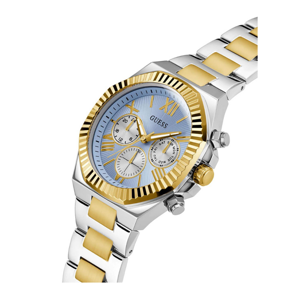GUESS Silver And Gold Equity Blue Link Watch GW0703G3 - KRISHNA WATCH COMPANY