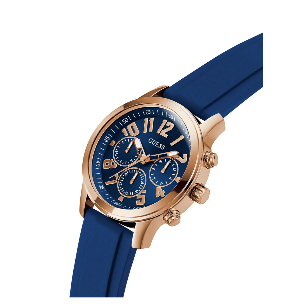 GUESS Gold Parker Navy Blue Silicone Watch GW0708G3 - KRISHNA WATCH COMPANY