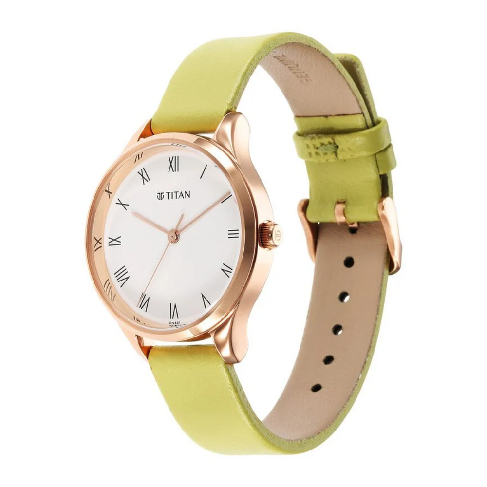 Titan Workwear Green Leather Strap watch for Women 2649WL03 - KRISHNA WATCH COMPANY