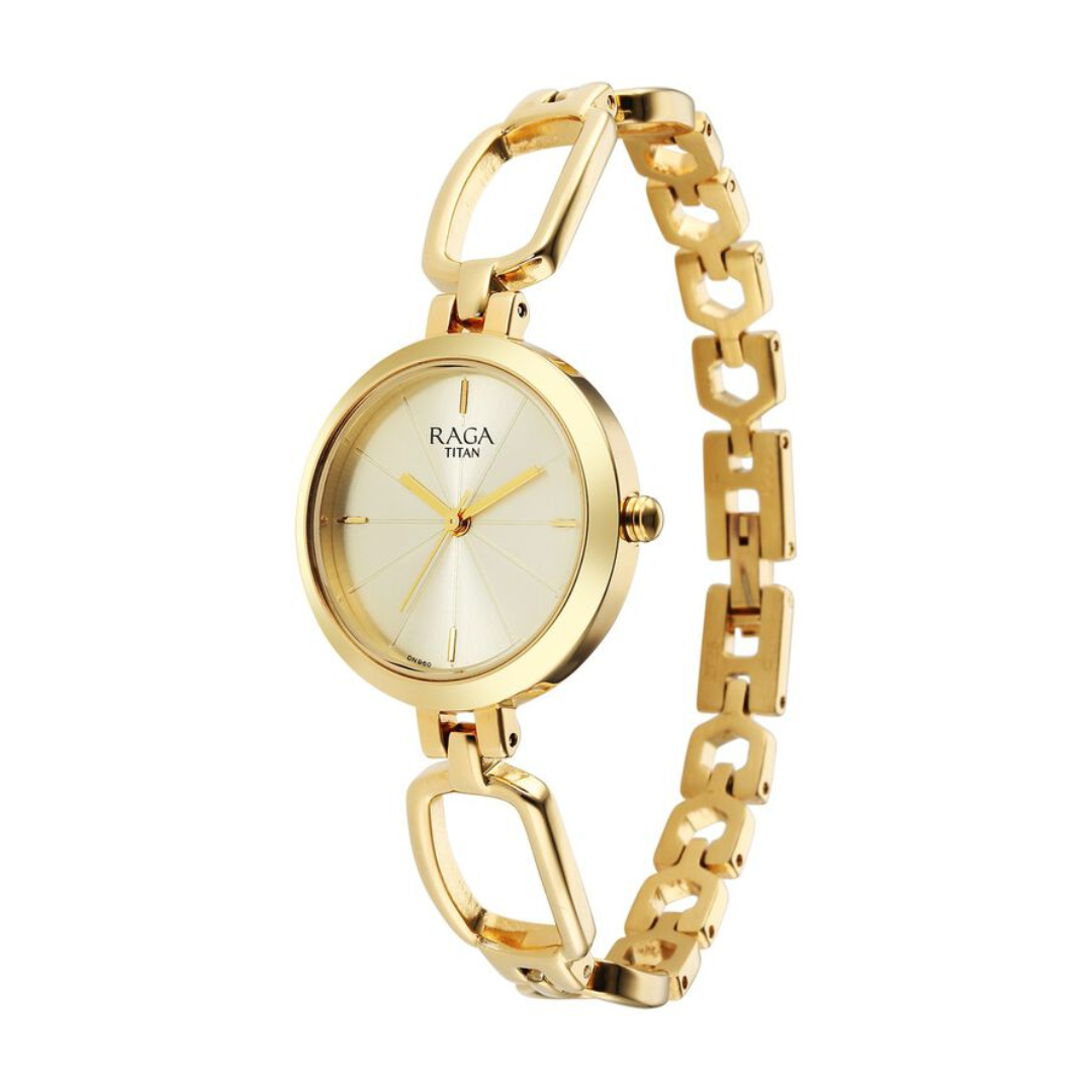 Titan Raga Champagne Dial Watch for Women - 2725YM01 - KRISHNA WATCH COMPANY