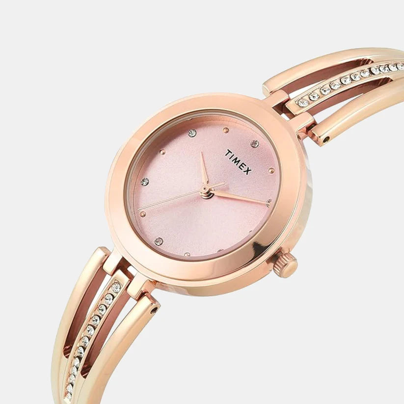 Timex Women Rose Gold Round Analog Brass Dial Watch - TWTL10323 - KRISHNA WATCH COMPANY