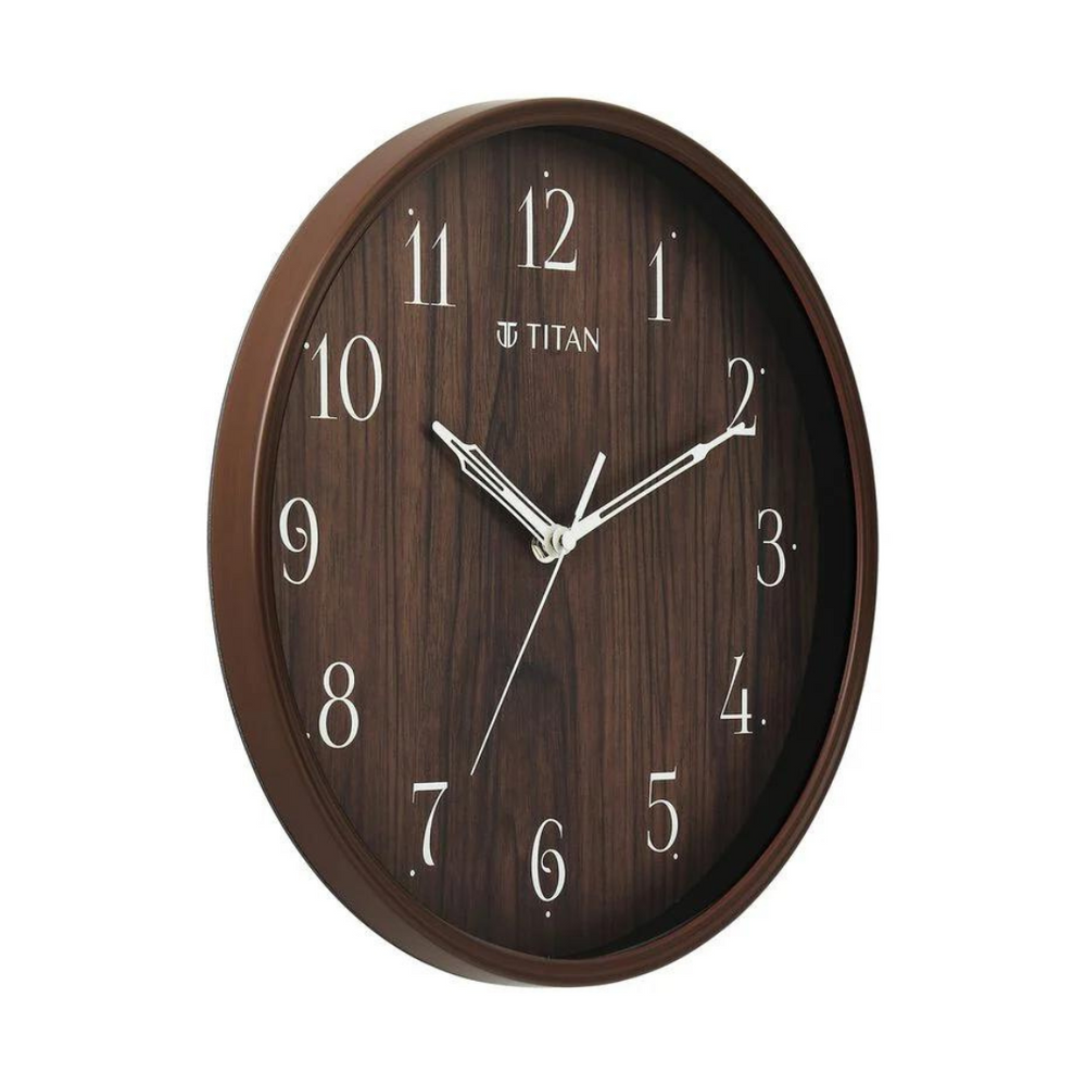 Titan Woodgrain Whispers - Dark Brown Contemporary Wall Clock - KRISHNA WATCH COMPANY