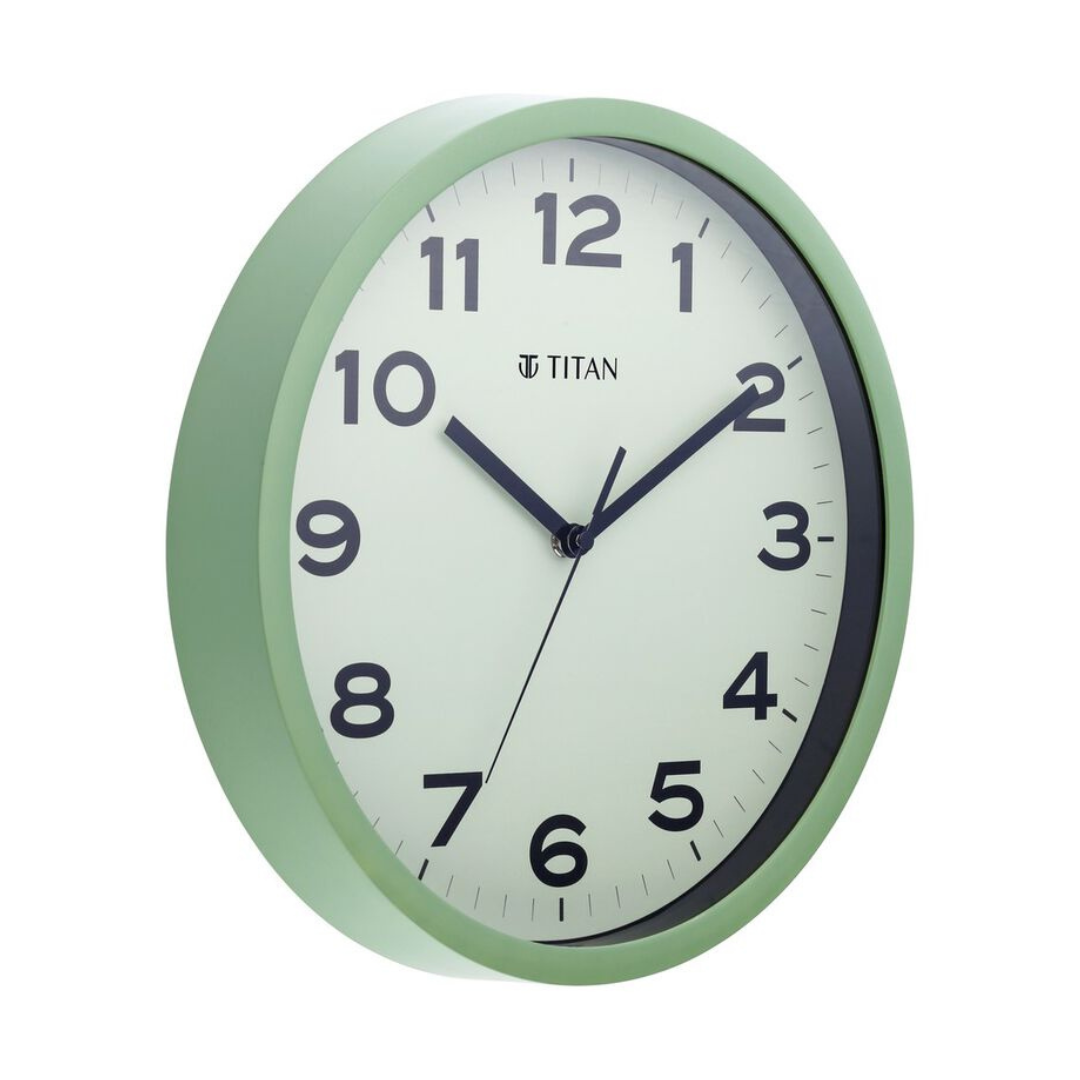 Contemporary Light Green Wall Clock with Silent Sweep Technology - 30 cm x 30 cm (Medium) W0044PA01A - KRISHNA WATCH COMPANY