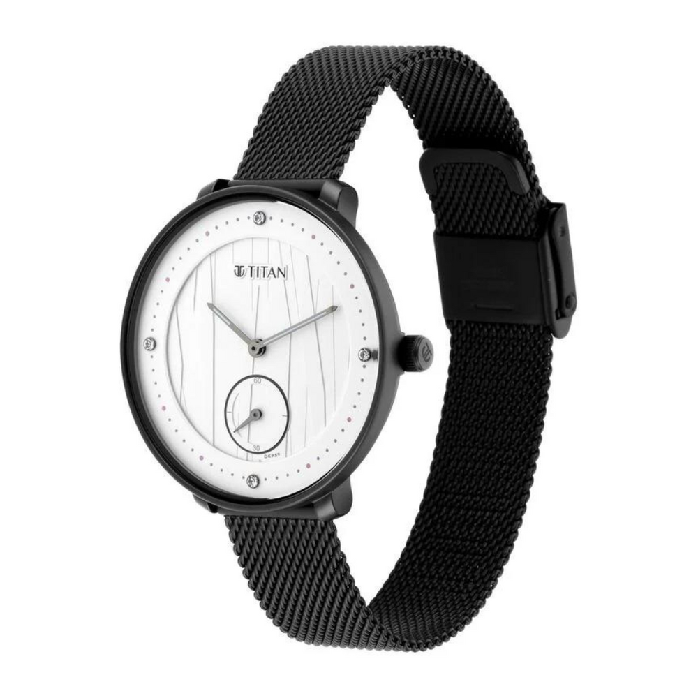 Titan Workwear Black Dial Women Watch With Stainless Steel Strap 2651NM01 - KRISHNA WATCH COMPANY