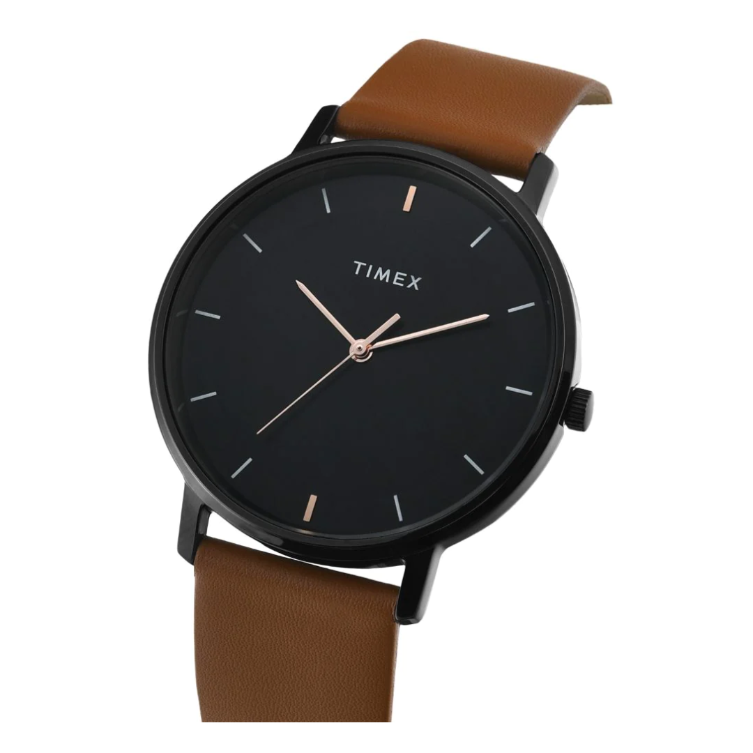 Timex Men Black Round Analog Brass Dial Watch - TW0TG8016 - KRISHNA WATCH COMPANY