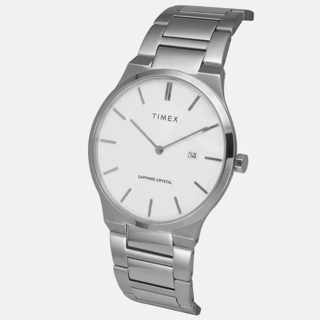 Timex E Class Male White Analog Stainless Steel Watch TWEG23600 - KRISHNA WATCH COMPANY