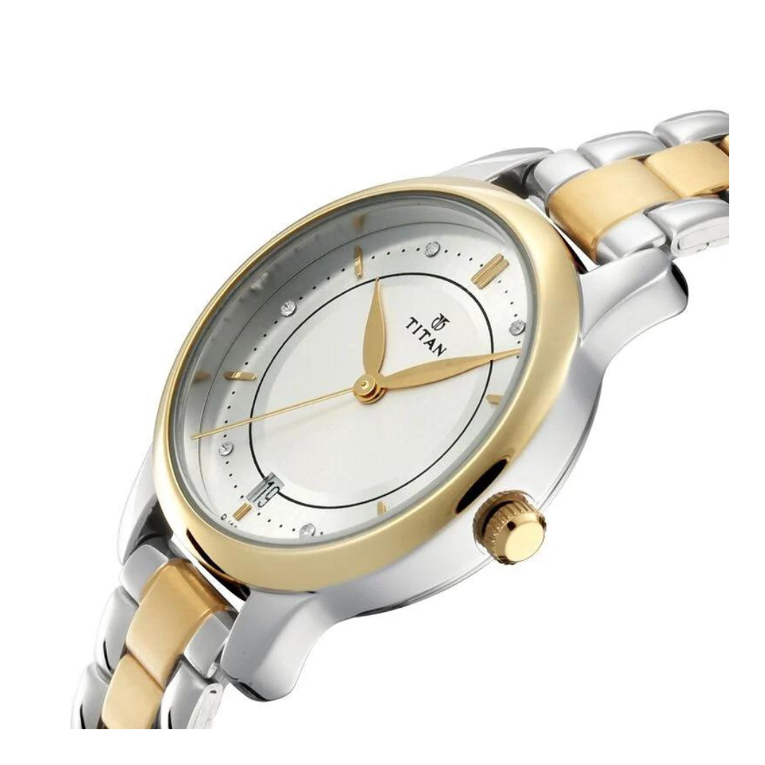 Titan Bandhan Silver White Dial Stainless Steel Pair Watch 17752481BM01 - KRISHNA WATCH COMPANY
