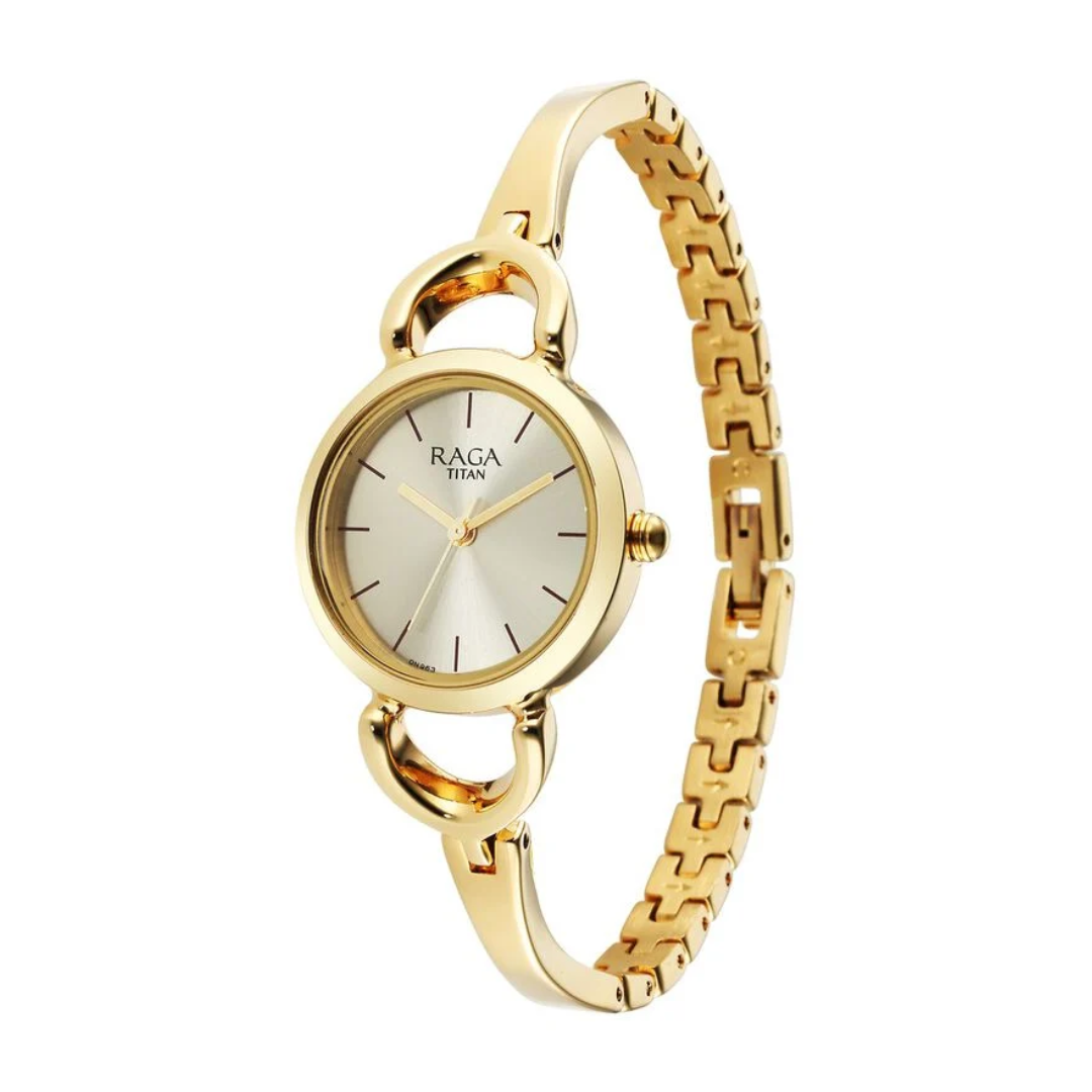 Titan Raga Champagne Dial Watch for Women 2724YM01 - KRISHNA WATCH COMPANY