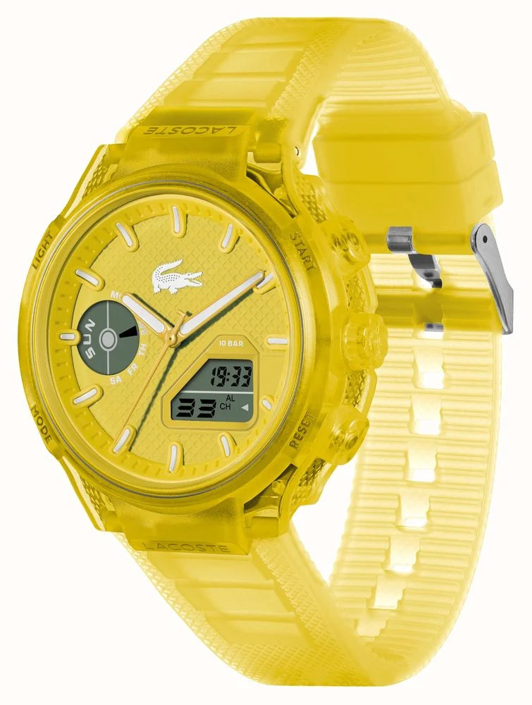 Lacoste LC33 Dual-Display Multifunction Yellow Silicone Strap 2011430 - KRISHNA WATCH COMPANY