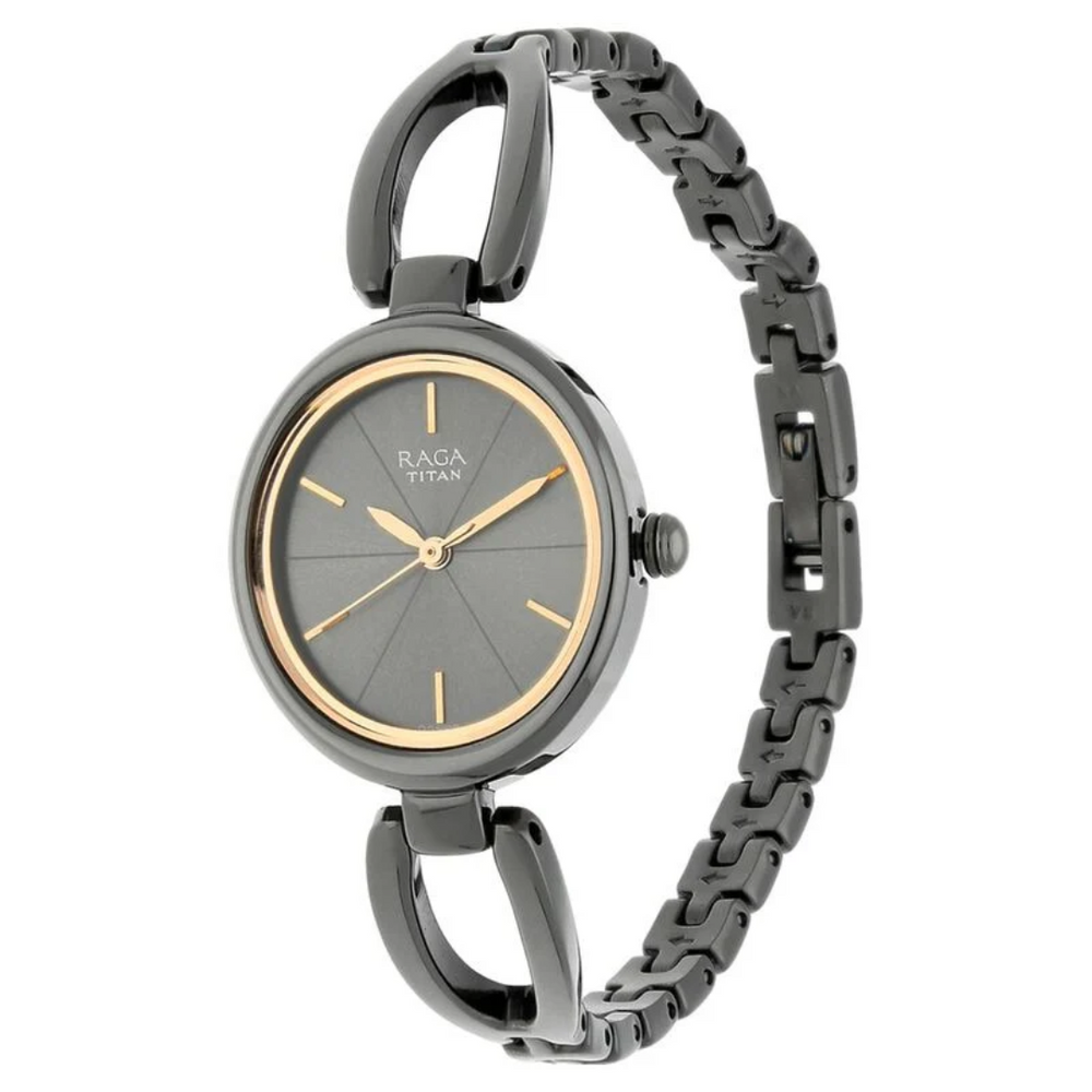 Titan Raga Viva Anthracite Dial Women Watch With Metal Strap 2579QM01 - KRISHNA WATCH COMPANY