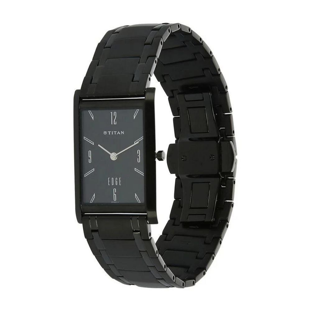 Titan Edge Black Dial Analog Stainless Steel Strap Watch for Men 1043NM01 - KRISHNA WATCH COMPANY