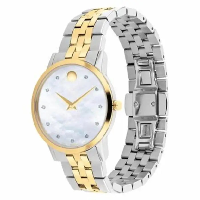 Movado Museum Classic 33mm Silver Dial Two Tone Stainless Steel Watch 607630 - KRISHNA WATCH COMPANY