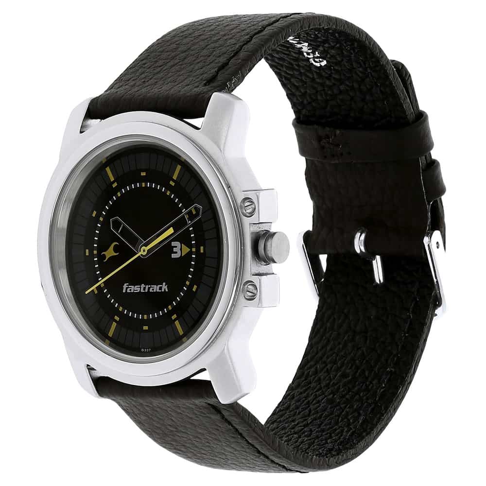 Fastrack BLACK DIAL BROWN LEATHER STRAP WATCH - 3039SL02 - KRISHNA WATCH COMPANY