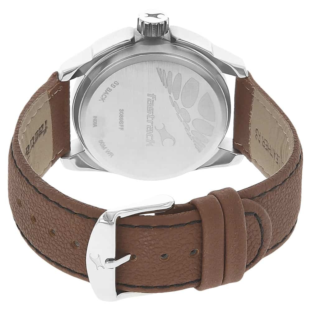FASTRACK BLACK DIAL BROWN LEATHER STRAP WATCH - 3089SL05 - KRISHNA WATCH COMPANY