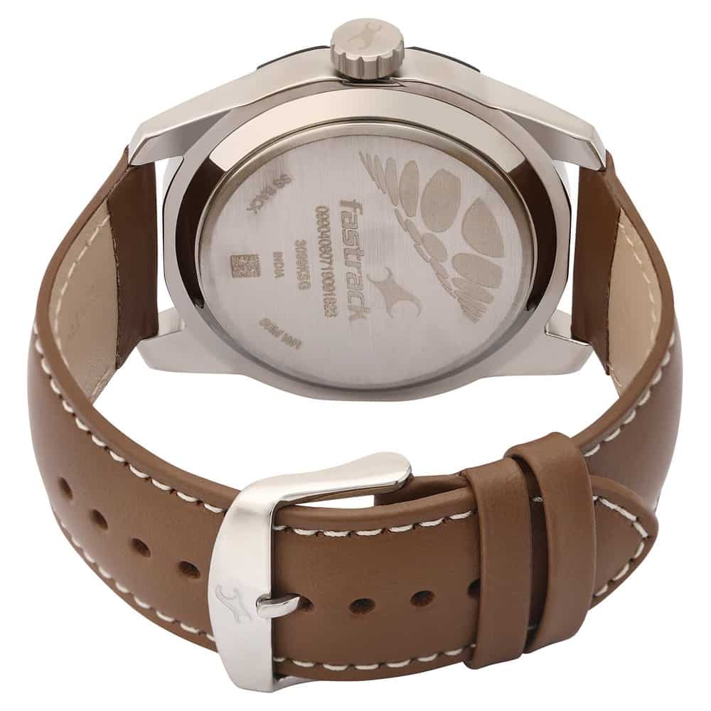 FASTRACK SILVER DIAL BROWN LEATHER STRAP WATCH - 3099SL01 - KRISHNA WATCH COMPANY