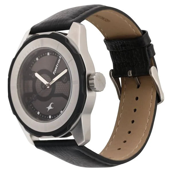 Fastrack Quartz Analog Black Dial Leather Strap Watch for Guys NS3099SL02 - KRISHNA WATCH COMPANY
