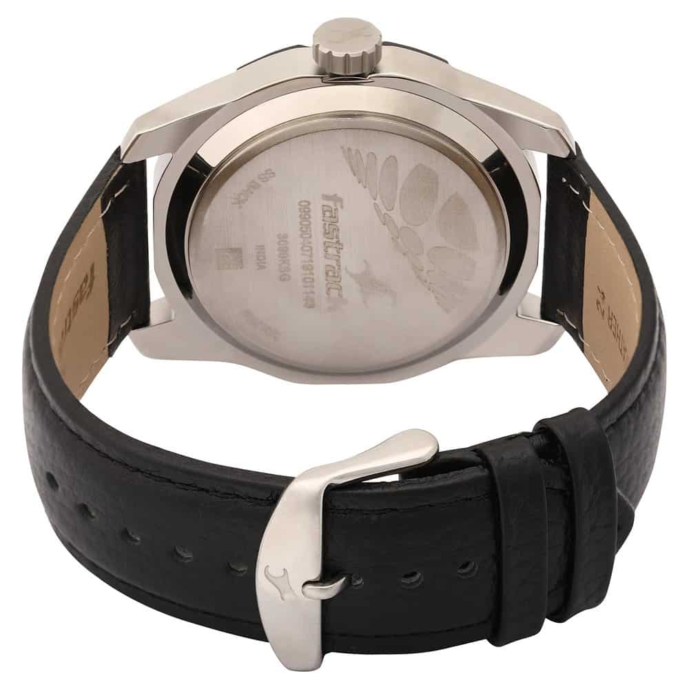 BLACK DIAL BLACK LEATHER STRAP WATCH 3099SL02 - KRISHNA WATCH COMPANY