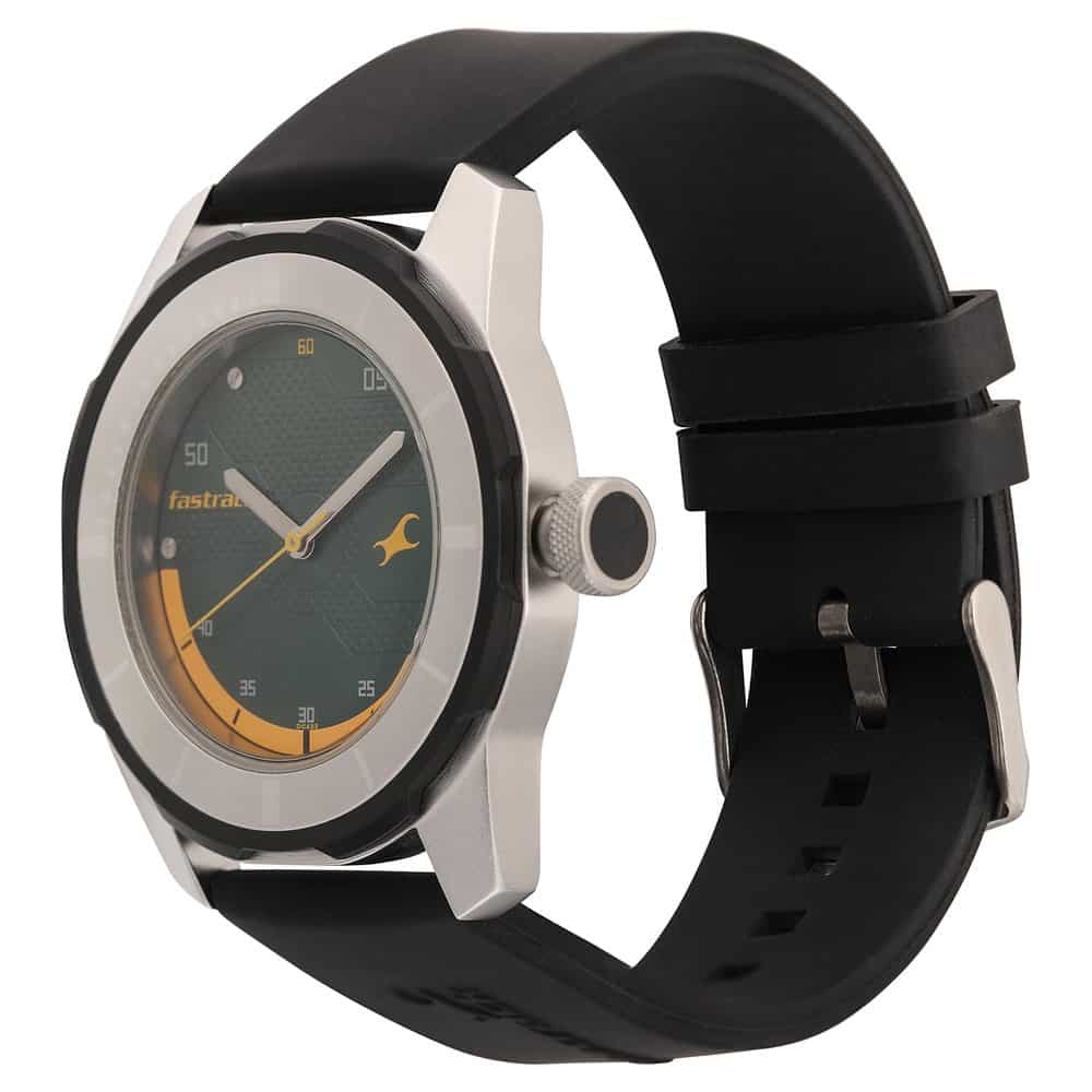 GREEN DIAL BLACK PLASTIC STRAP WATCH 3099SP06 - KRISHNA WATCH COMPANY