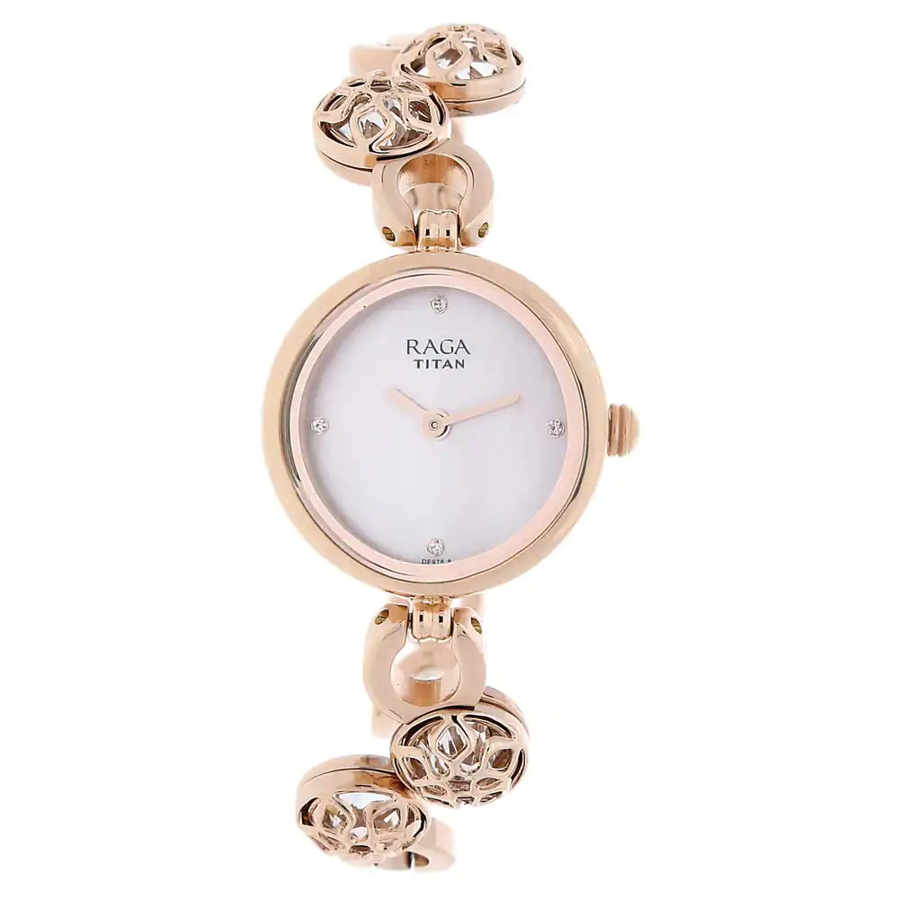 Titan Raga Moonlight Mother of Pearl Metal Strap watch NN311WM04 (DE976) - KRISHNA WATCH COMPANY