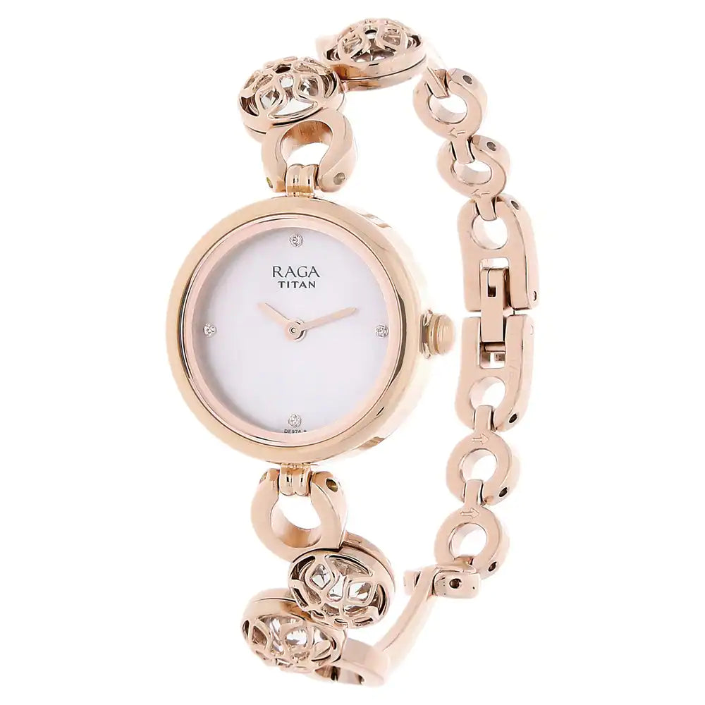 Titan Raga Moonlight Mother of Pearl Metal Strap watch NN311WM04 (DE976) - KRISHNA WATCH COMPANY