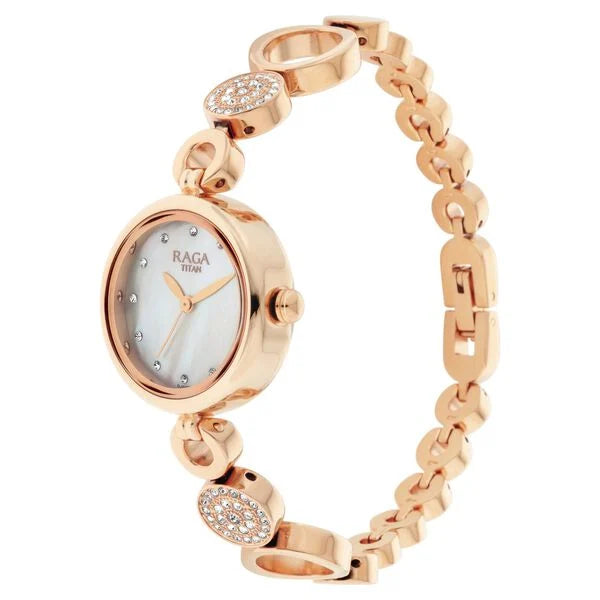 Titan Raga Mother of Pearl Dial Women Watch With Metal Strap - 311WM05 - KRISHNA WATCH COMPANY
