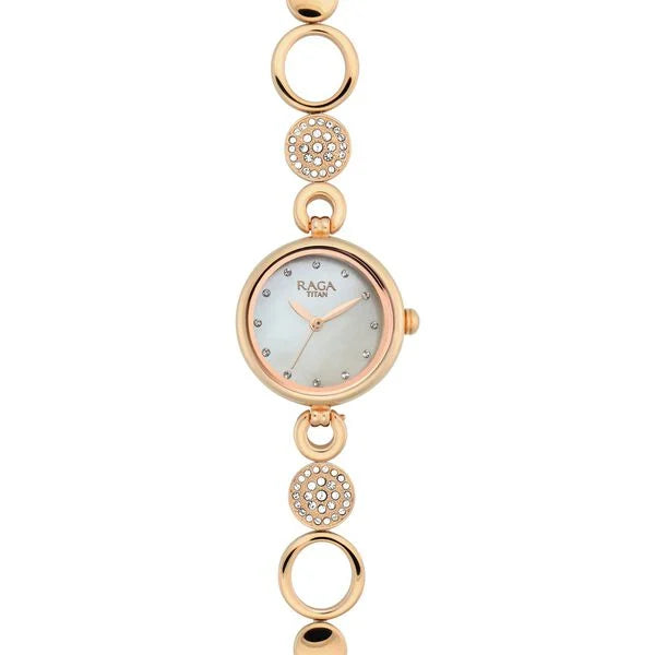 Titan Raga Mother of Pearl Dial Women Watch With Metal Strap - 311WM05 - KRISHNA WATCH COMPANY